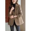 imagechouyatou Womens Herringbone Double Breasted Wool Coat Dressy Casual Blazer Peacoat Jacket OvercoatCoffee