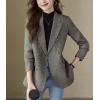 imagechouyatou Womens Herringbone Double Breasted Wool Coat Dressy Casual Blazer Peacoat Jacket OvercoatGray