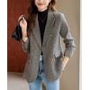 imagechouyatou Womens Herringbone Double Breasted Wool Coat Dressy Casual Blazer Peacoat Jacket OvercoatGray