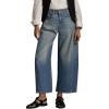 imagechouyatou Women Vintage Baggy Barrel Jeans Trendy Boyfriend High Waisted Wide Leg Crop Denim Ankle PantsBlue