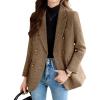 imagechouyatou Womens Herringbone Double Breasted Wool Coat Dressy Casual Blazer Peacoat Jacket OvercoatCoffee
