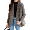 imagechouyatou Womens Herringbone Double Breasted Wool Coat Dressy Casual Blazer Peacoat Jacket OvercoatGray