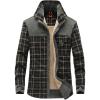 imagechouyatou Mens Warm Long Sleeve Fleece Lined Spliced Plaid Button Down Shirt