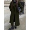 imagechouyatou Womens Winter Double Breasted Wool Coat Long Sleeve Notch Lapel Midi Long Winter Trench Coat with BeltArmy Green