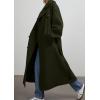 imagechouyatou Womens Winter Double Breasted Wool Coat Long Sleeve Notch Lapel Midi Long Winter Trench Coat with BeltArmy Green