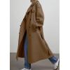 imagechouyatou Womens Winter Double Breasted Wool Coat Long Sleeve Notch Lapel Midi Long Winter Trench Coat with BeltDark Camel