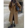 imagechouyatou Womens Winter Double Breasted Wool Coat Long Sleeve Notch Lapel Midi Long Winter Trench Coat with BeltDark Camel