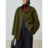 imagechouyatou Womens Winter Stand Collar Wool Trench Coat Zip Up Dressy Casual Short Pea Coat Overcoat with PocketsArmy Green