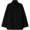 imagechouyatou Womens Winter Stand Collar Wool Trench Coat Zip Up Dressy Casual Short Pea Coat Overcoat with PocketsBlack