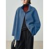 imagechouyatou Womens Winter Stand Collar Wool Trench Coat Zip Up Dressy Casual Short Pea Coat Overcoat with PocketsBlue
