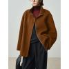 imagechouyatou Womens Winter Stand Collar Wool Trench Coat Zip Up Dressy Casual Short Pea Coat Overcoat with PocketsBrown