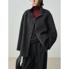 imagechouyatou Womens Winter Stand Collar Wool Trench Coat Zip Up Dressy Casual Short Pea Coat Overcoat with PocketsDark Gray