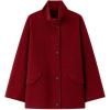 imagechouyatou Womens Winter Stand Collar Wool Trench Coat Zip Up Dressy Casual Short Pea Coat Overcoat with PocketsRed
