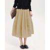 imagechouyatou Womens 2025 ALine Wool Winter Fall Skirt Cute Y2K Elastic Waist Pleated Flowy Midi Long SkirtApricot