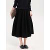 imagechouyatou Womens 2025 ALine Wool Winter Fall Skirt Cute Y2K Elastic Waist Pleated Flowy Midi Long SkirtBlack