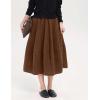 imagechouyatou Womens 2025 ALine Wool Winter Fall Skirt Cute Y2K Elastic Waist Pleated Flowy Midi Long SkirtBrown