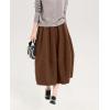 imagechouyatou Womens 2025 ALine Wool Winter Fall Skirt Cute Y2K Elastic Waist Pleated Flowy Midi Long SkirtBrown
