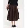 imagechouyatou Womens 2025 ALine Wool Winter Fall Skirt Cute Y2K Elastic Waist Pleated Flowy Midi Long SkirtCoffee