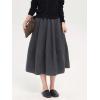 imagechouyatou Womens 2025 ALine Wool Winter Fall Skirt Cute Y2K Elastic Waist Pleated Flowy Midi Long SkirtGrey