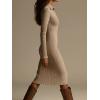 imagechouyatou Womens Fall Ribbed Knit Sweater Dress Button Up Polo Collar Long Sleeve Bodycon Midi Long DressesApricot