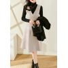 imagechouyatou Womens Fall Winter Wool Tank Dress Overall A Line Flare Pinafore Zip Up Dressy Midi Jumper DressApricot
