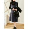 imagechouyatou Womens Fall Winter Wool Tank Dress Overall A Line Flare Pinafore Zip Up Dressy Midi Jumper DressGrey