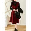 imagechouyatou Womens Fall Winter Wool Tank Dress Overall A Line Flare Pinafore Zip Up Dressy Midi Jumper DressRed