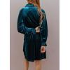 imagechouyatou Womens Vintage Velvet Mini Dress Long Sleeve Button Down Cocktail Party Shirt DressMalachite Green