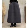 imagechouyatou Womens Winter Elastic Waist Padded Quilted Midi Long Puffer Insulated Skirt with PocketsGrey