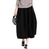 imagechouyatou Womens 2025 ALine Wool Winter Fall Skirt Cute Y2K Elastic Waist Pleated Flowy Midi Long SkirtBlack