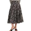 imagechouyatou Womens Fall Winter High Waist Plaid Skirt Pleated Swing ALine Midi Long Wool SkirtBrown