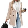 imagechouyatou Womens Winter Notch Lapel Double Breasted Peacoat Sherpa Fleece Lined Faux Suede Jacket CoatLight Khaki