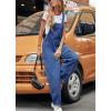 imagechouyatou Womens Adjustable Strap Denim Jumpsuit Casual Loose wide Leg Bib Overall Jeans PantBlue