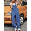 imagechouyatou Womens Adjustable Strap Denim Jumpsuit Casual Loose wide Leg Bib Overall Jeans PantBlue