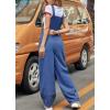imagechouyatou Womens Adjustable Strap Denim Jumpsuit Casual Loose wide Leg Bib Overall Jeans PantBlue