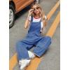 imagechouyatou Womens Adjustable Strap Denim Jumpsuit Casual Loose wide Leg Bib Overall Jeans PantBlue