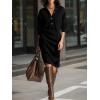 imagechouyatou Womens Fall Ribbed Knit Sweater Dresses Button Up Polo Collar Long Sleeve Knitted Midi Long DressBlack