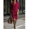 imagechouyatou Womens Fall Ribbed Knit Sweater Dresses Button Up Polo Collar Long Sleeve Knitted Midi Long DressWine Red
