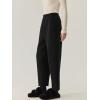 imagechouyatou Womens Straight Leg Wool Pants High Waist Dressy Work Business Casual Slacks Cropped TrouserBlack