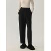 imagechouyatou Womens Straight Leg Wool Pants High Waist Dressy Work Business Casual Slacks Cropped TrouserBlack
