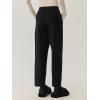 imagechouyatou Womens Straight Leg Wool Pants High Waist Dressy Work Business Casual Slacks Cropped TrouserBlack