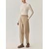imagechouyatou Womens Straight Leg Wool Pants High Waist Dressy Work Business Casual Slacks Cropped TrouserKhaki