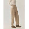 imagechouyatou Womens Straight Leg Wool Pants High Waist Dressy Work Business Casual Slacks Cropped TrouserKhaki