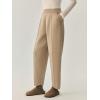imagechouyatou Womens Straight Leg Wool Pants High Waist Dressy Work Business Casual Slacks Cropped TrouserKhaki