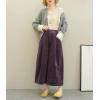 imagechouyatou Womens Vintage Corduroy Wide Leg Cropped Pants High Elastic Waist Baggy Barrel Capri Pants with PocketsPurple