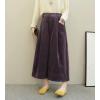 imagechouyatou Womens Vintage Corduroy Wide Leg Cropped Pants High Elastic Waist Baggy Barrel Capri Pants with PocketsPurple