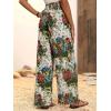 imagechouyatou Womens Vintage Floral Printed Wide Leg Pants Smocked Elastic Waist Beach Palazzo PantsBeige