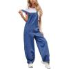 imagechouyatou Womens Adjustable Strap Denim Jumpsuit Casual Loose wide Leg Bib Overall Jeans PantBlue