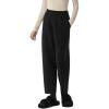 imagechouyatou Womens Straight Leg Wool Pants High Waist Dressy Work Business Casual Slacks Cropped TrouserBlack