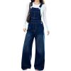 imagechouyatou Womens y2k Denim Bib Overalls Adjustable Strap Wide Leg Jean Jumpsuits Loose Fit Romper PantsNavy